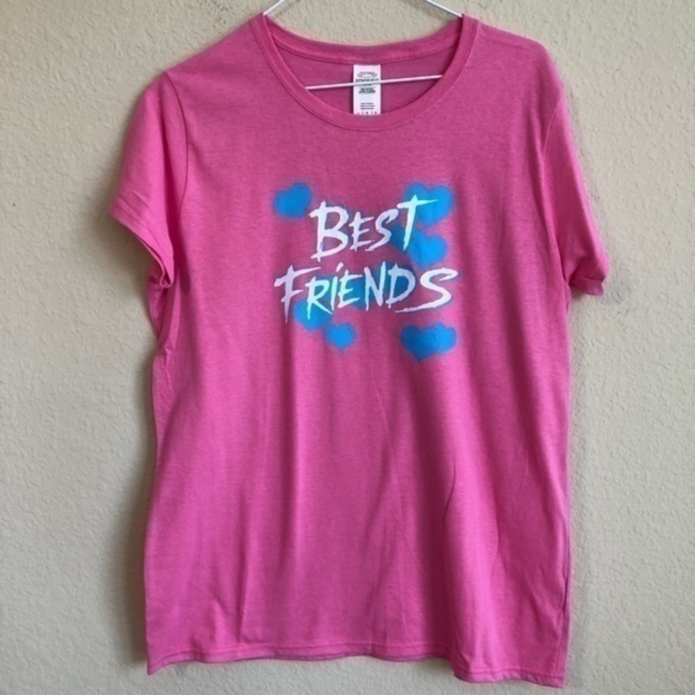 Vintage 1980s Best Friends Iron-On On New Pink Short Sleeve T-Shirt Tee BFF